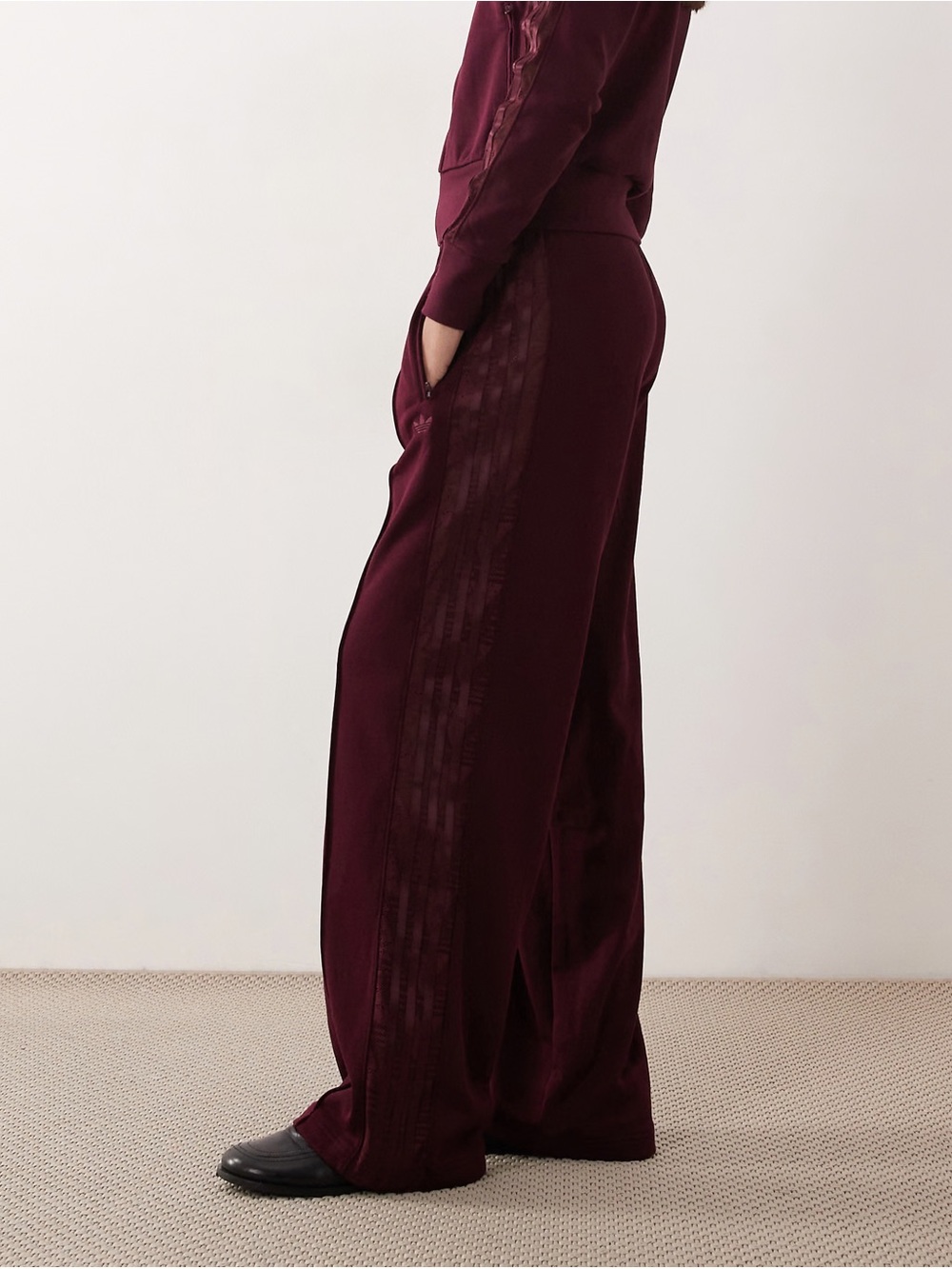 adidas Originals Firebird lace sweatpants in maroon large